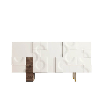 55.1″ White Wood Sideboard - Modern Style with Doors and 6 Shelves